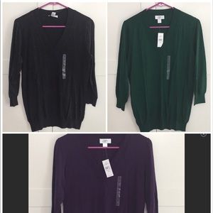 3 NEW Loft V Neck Sweaters all Medium